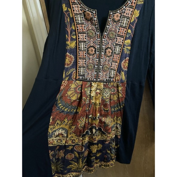 Soft Surroundings Blouse Womens S BLack Multicolor Pattern Embroidered Patchwork - Picture 4 of 11